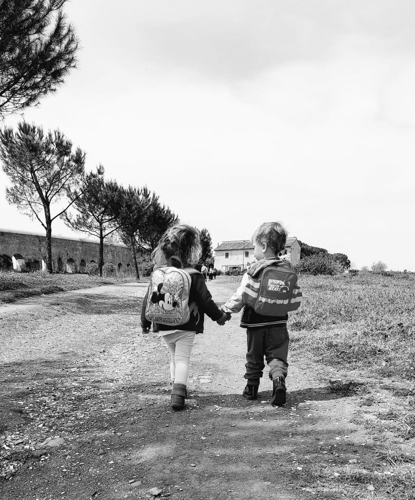 Bambini che giocano e imparano nel bosco